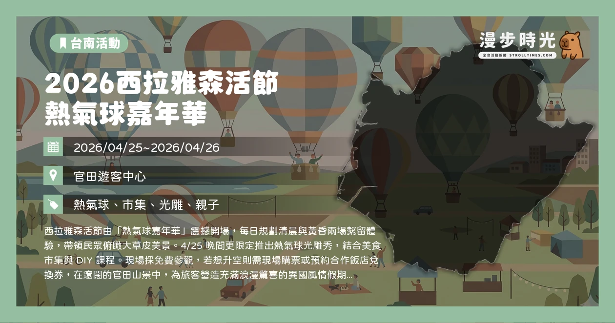 2026西拉雅森活節 熱氣球嘉年華