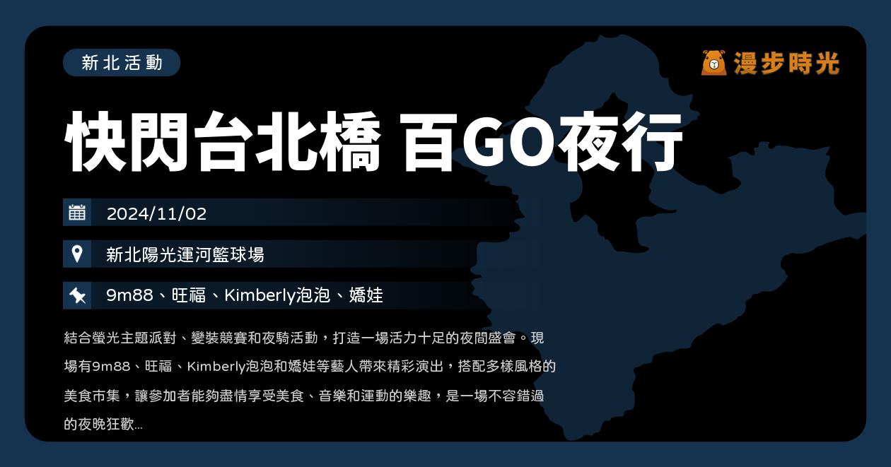 網站近期文章：新北【快閃台北橋 百GO夜行】活動整理：GOGORO五股夜騎！9m88、旺福WONFU、Kimberly泡泡及嬌娃Jova（11/2）