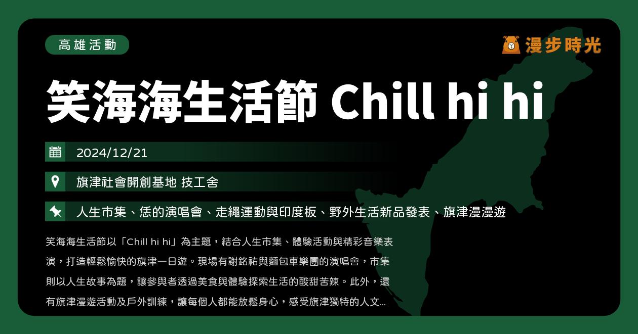 網站近期文章：高雄【笑海海生活節 Chill hi hi】活動整理：旗津社會開創基地登場！市集、體驗、演唱會及社區導覽！謝銘祐與麵包車樂團壓軸演出（12/21）