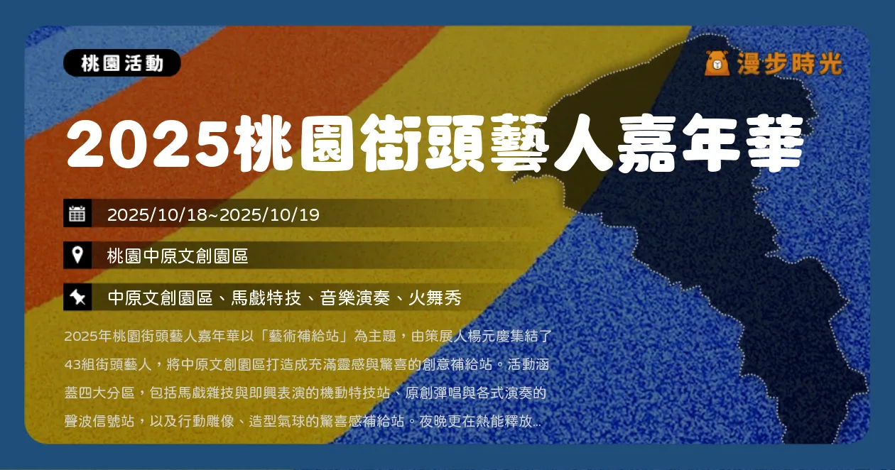桃園【2025桃園街頭藝人嘉年華】中原文創園區登場！火舞團×街藝市集一次看，NFT集章好禮等你拿（10/18~10/19）
